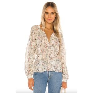 Tularosa Floral Button Up Eliza Top w/ Waist Tie Size S Boho Cottagecore Peasant